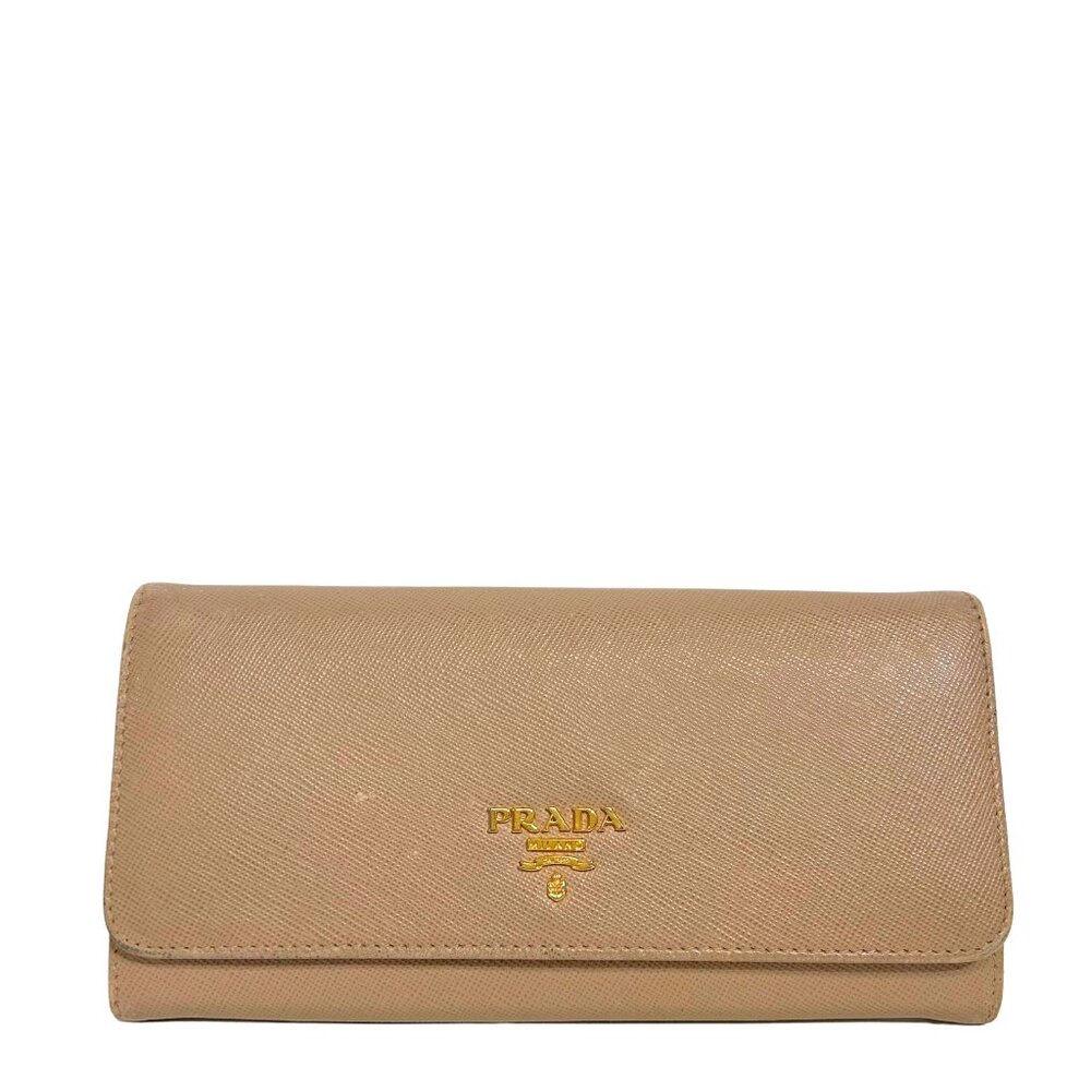 Prada Saffiano Metal Continental Flap Wallet Cammeo